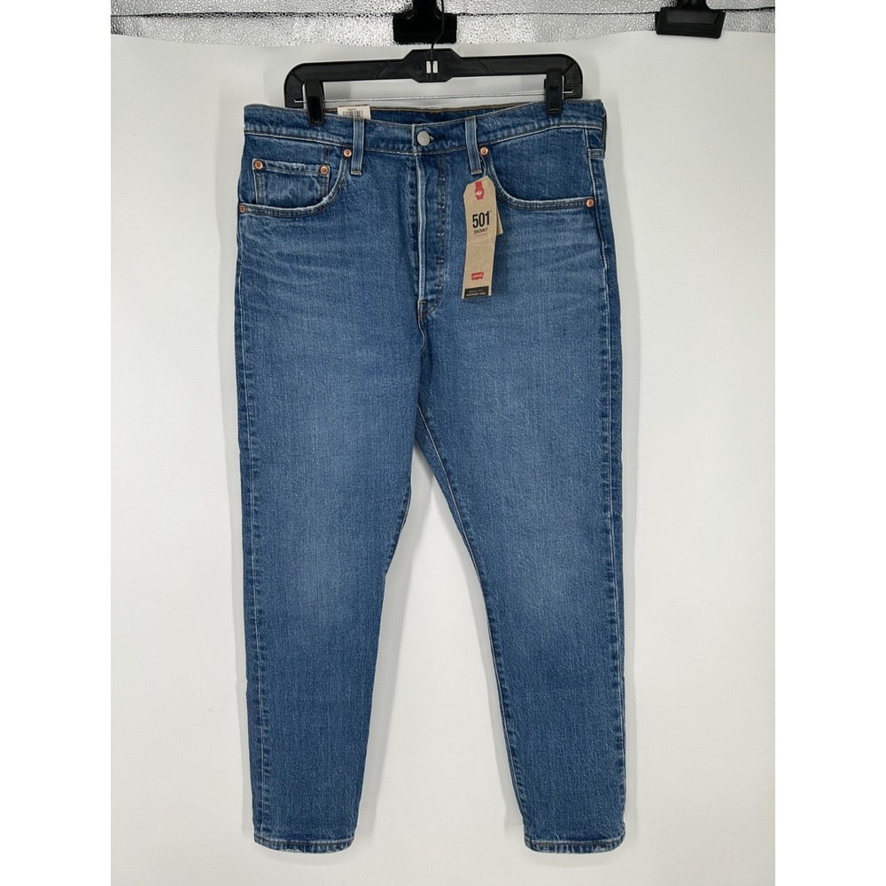Levis‎ 501 Jeans Womens 32x28 Blue Denim Skinny Leg High Rise Medium Wash